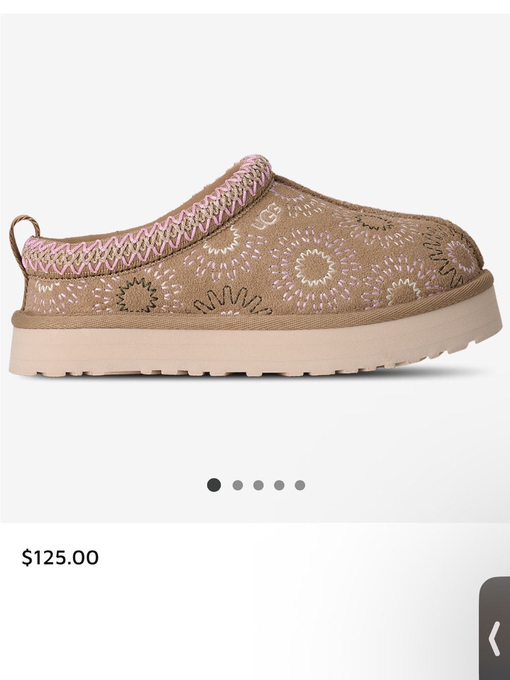 UGG Tazz Sun Stitch Size 6Y